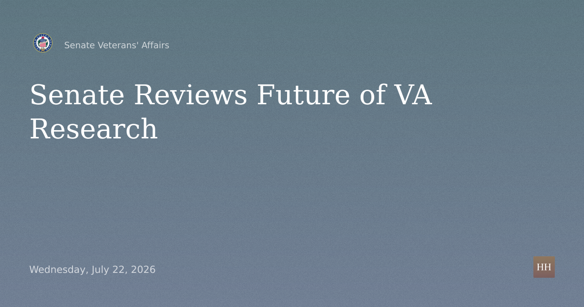 Hearings to examine advancing the mission, focusing on evaluating the future of VA research.