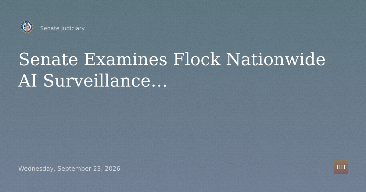 Hearings to examine flock's nationwide AI surveillance network.
