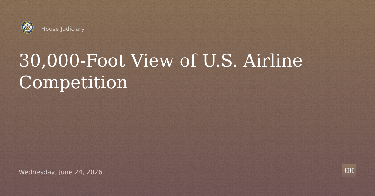 The 30,000 Foot View: Competition and Regulation in the U.S. Airline Industry