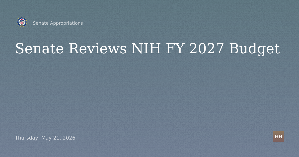 Proposed FY 2027 Budget Estimates for National Institutes of Health