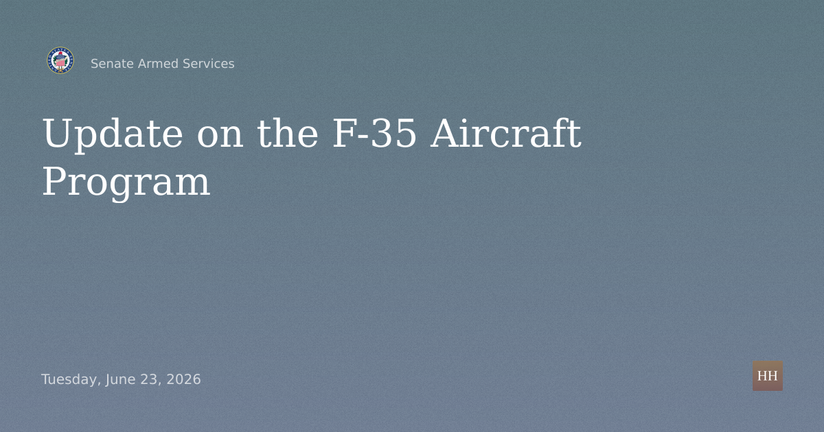 Update on the F-35 Aircraft Program
