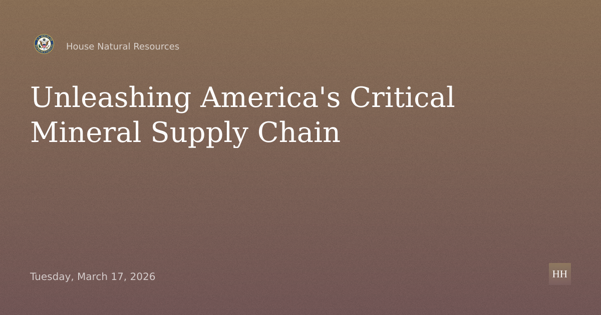Unleashing America's Mineral Potential: Critical Mineral Commodity Supply Chain