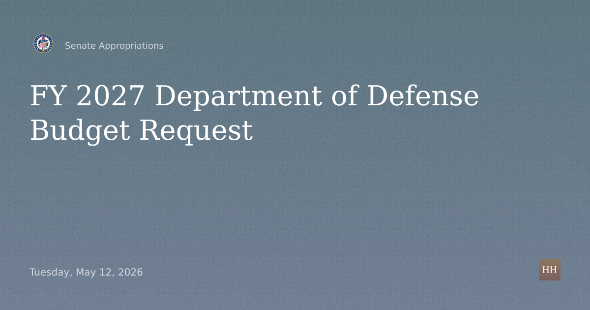 FY 2027 Department of Defense Budget Request