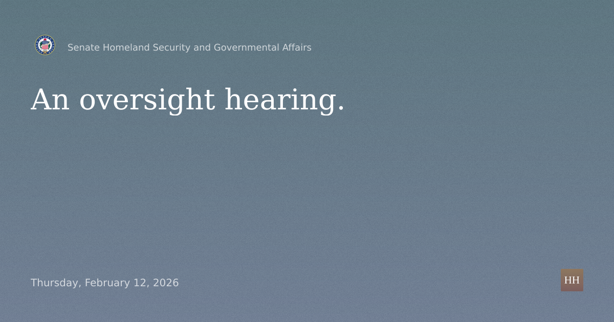 An oversight hearing.