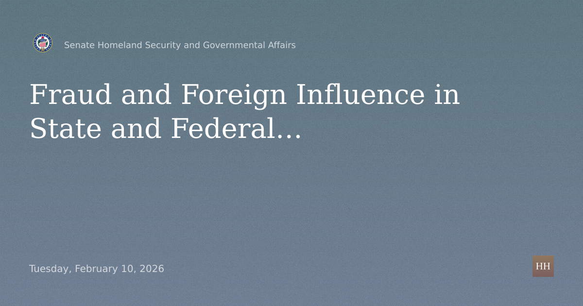 Hearings to examine fraud and foreign influence in state and federal programs.