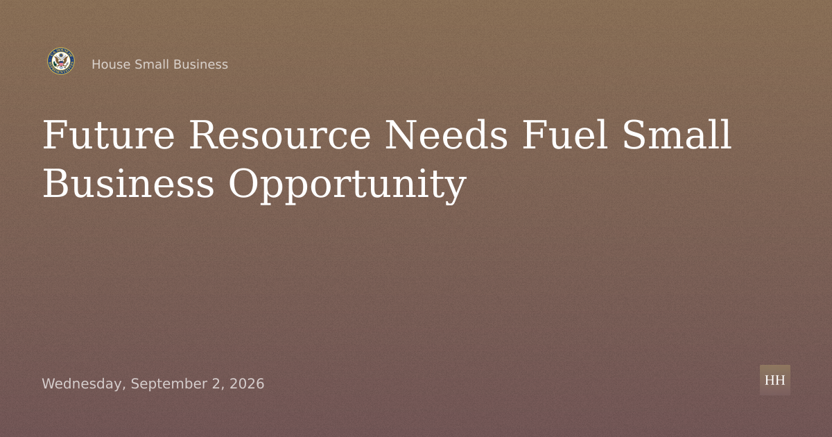 Fueling the Golden Age: Future Resource Needs and Small Business Opportunity