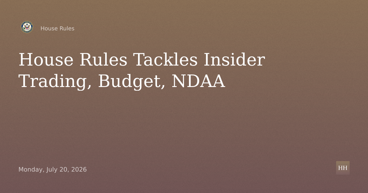 Insider Trading, Capital Access, Budget, Appropriations, NDAA, Disability Work
