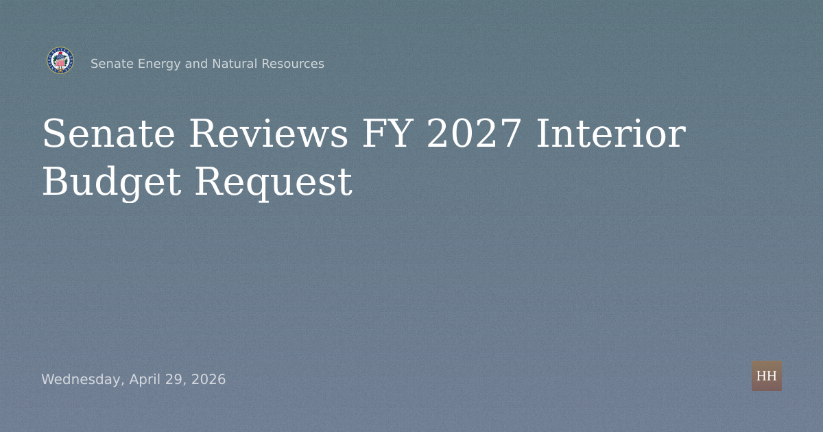 President's FY 2027 Budget Request for Department of the Interior