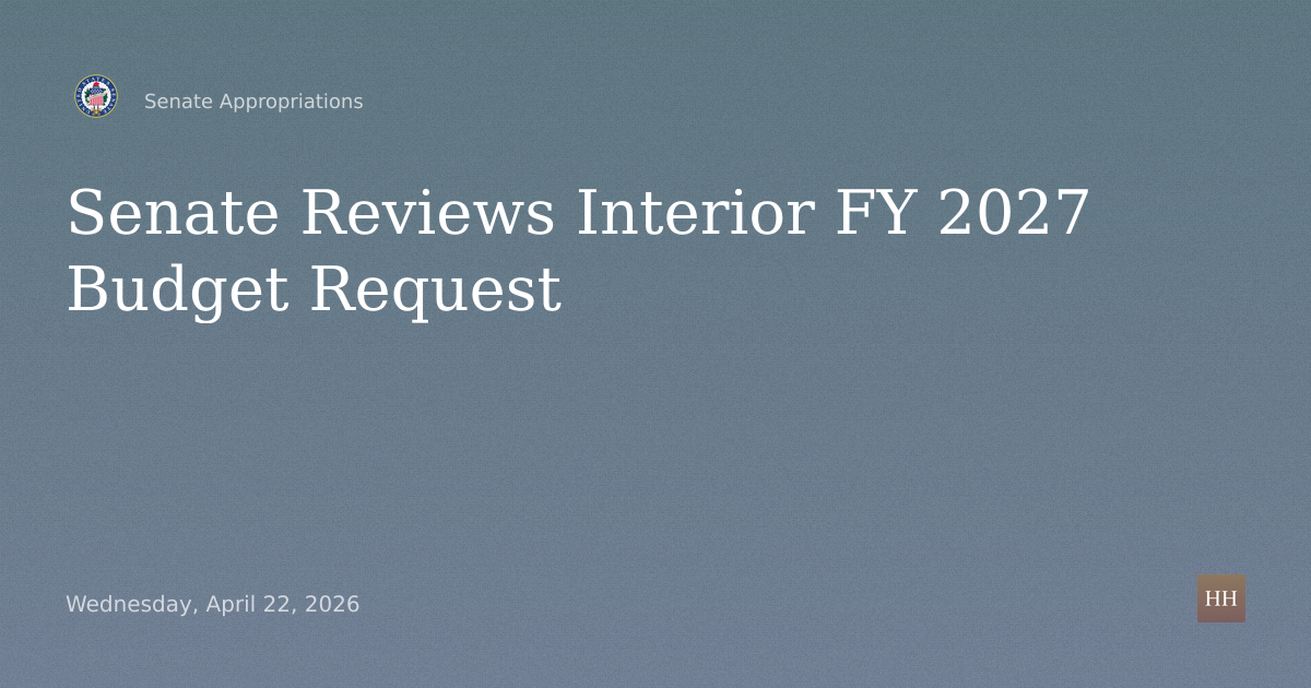 FY 2027 Budget Request for the Department of the Interior