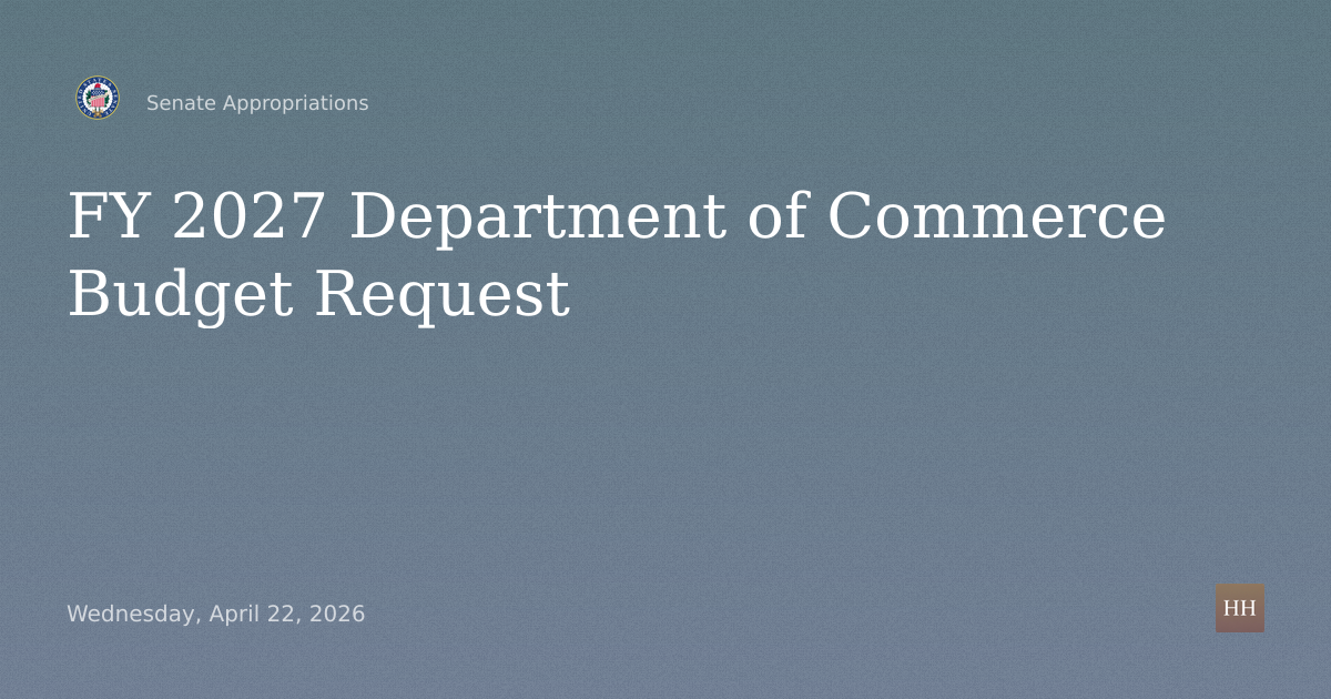 FY 2027 Department of Commerce Budget Request