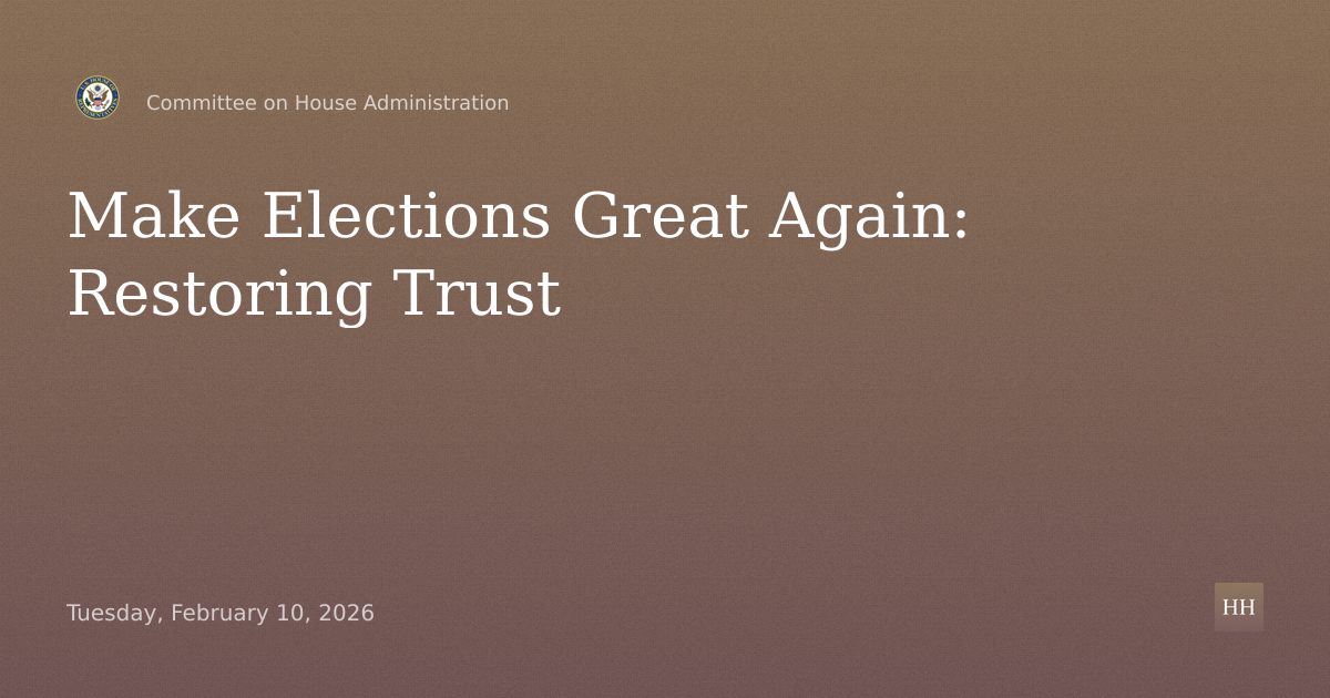 Make Elections Great Again: Restoring Trust and Integrity in Federal Elections