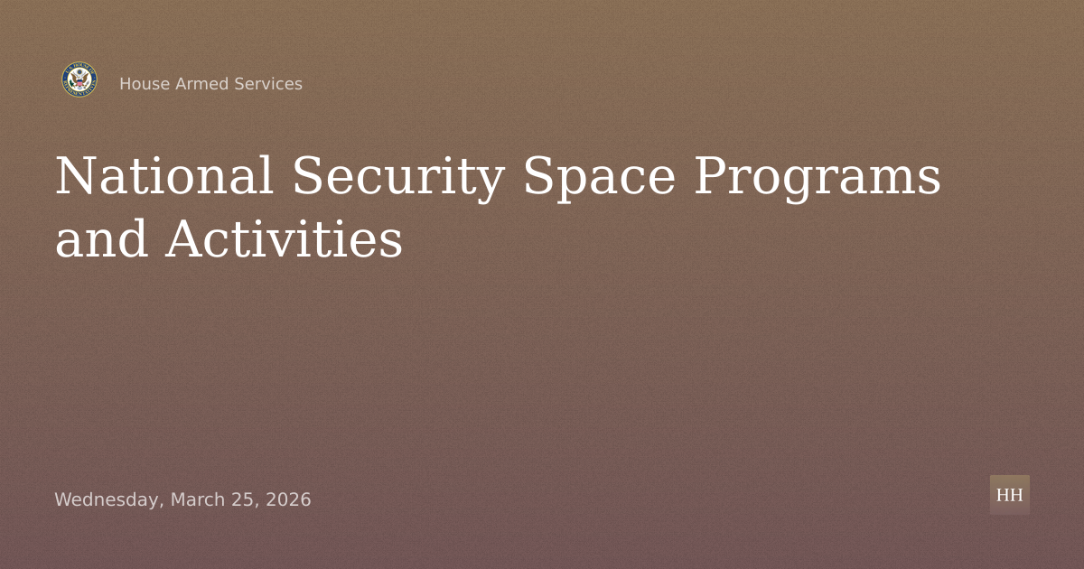 National Security Space Programs and Activities