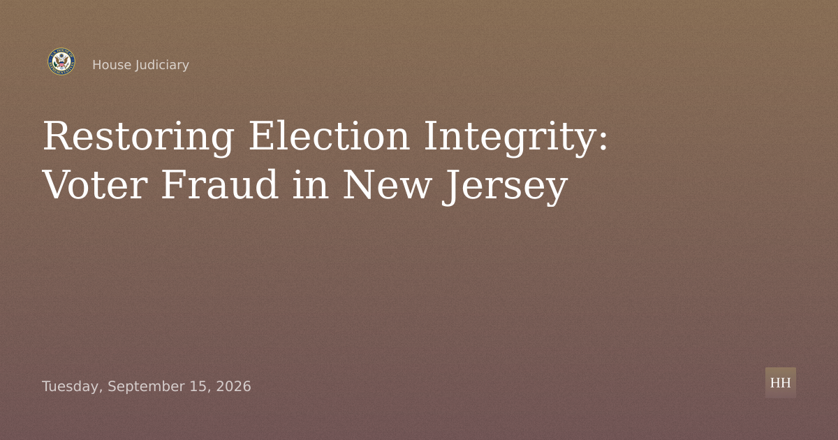 Restoring Election Integrity: Oversight of Voter Fraud in New Jersey