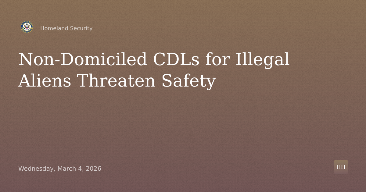 “Highway Safety Under Threat: Examining Non-Domiciled CDL Issuance to Illegal Aliens”