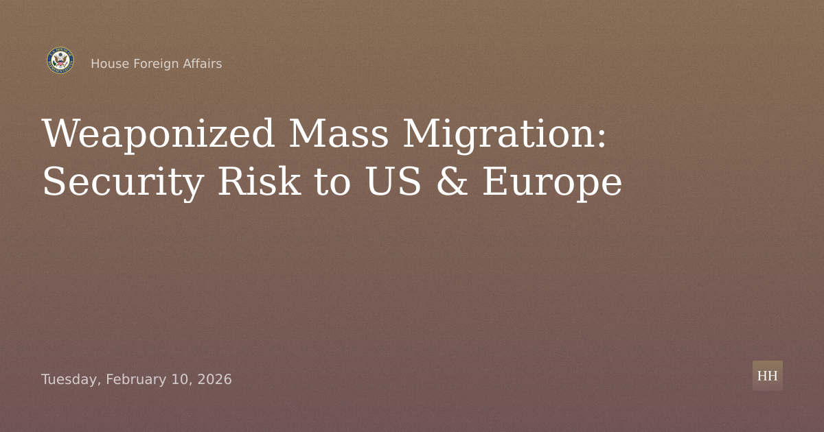 Weaponized Mass Migration: A Security Risk
to Europe and the United States