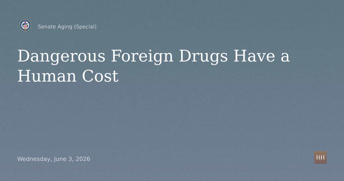 Hearings to examine the human cost of dangerous foreign drugs.