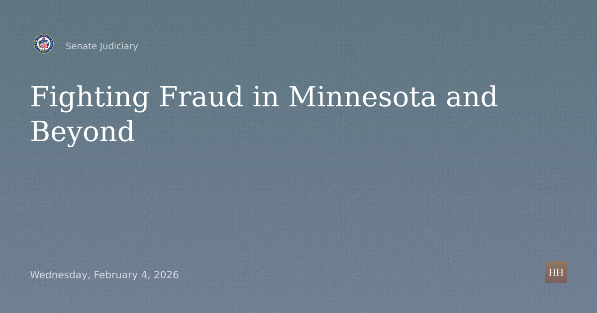 Hearings to examine fighting fraud in Minnesota and beyond.