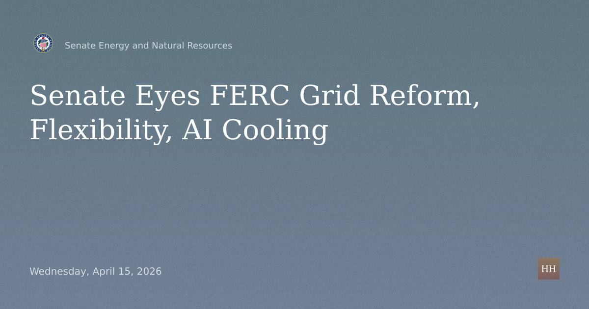 Hearing on FERC Grid Reform, Demand Flexibility, AI Cooling Bills