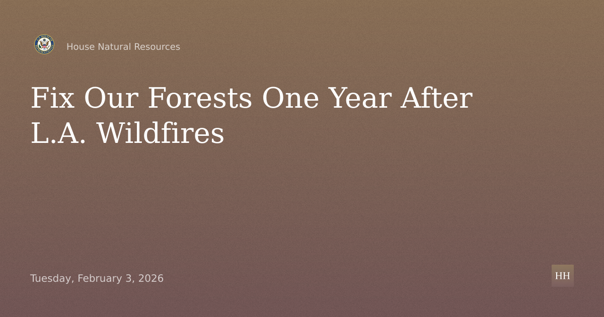 Fix Our Forests: The Need for Urgent Action One Year After the L.A. Wildfires