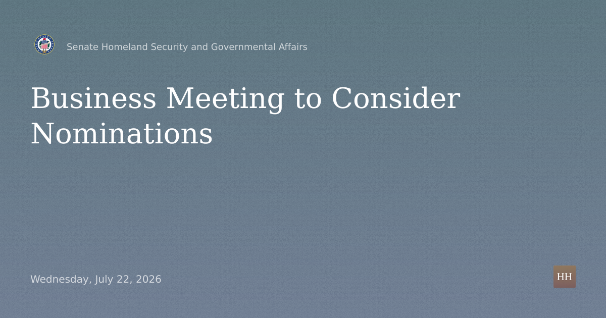 Business Meeting to Consider Nominations